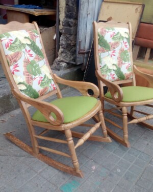 Silla Mecedora Momposina en madera y mimbre