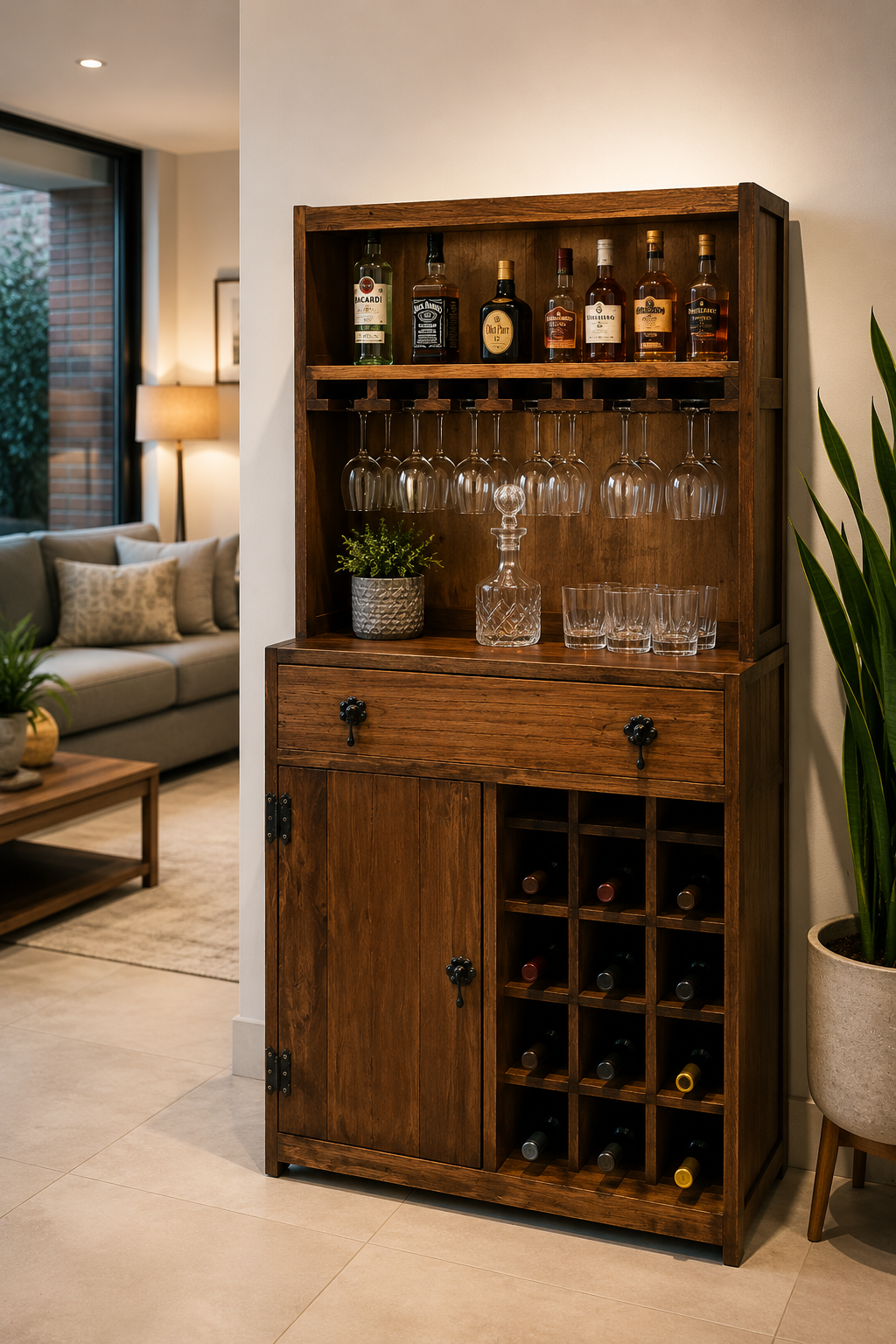 Mueble Bar Colonial en Madera