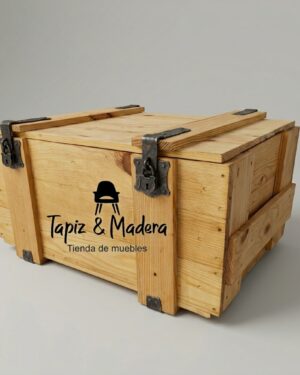 Baúl Pirata Rústico Multifuncional Tapiz & Madera