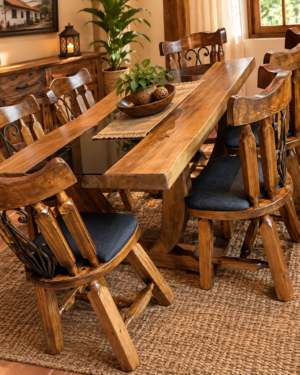 Comedor en madera Colonial Artesanal 6 Puestos