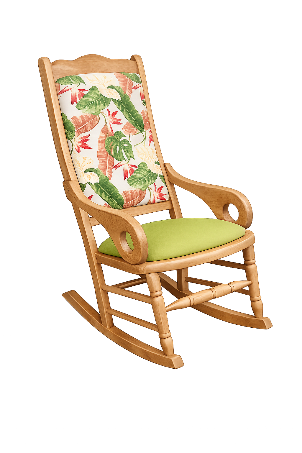 Silla Mecedora Momposina en Madera y Mimbre | Elegancia Artesanal | Tapiz y Madera
