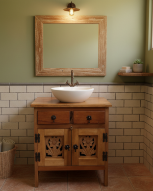 Mueble de Baño en Madera Colonial Rústico