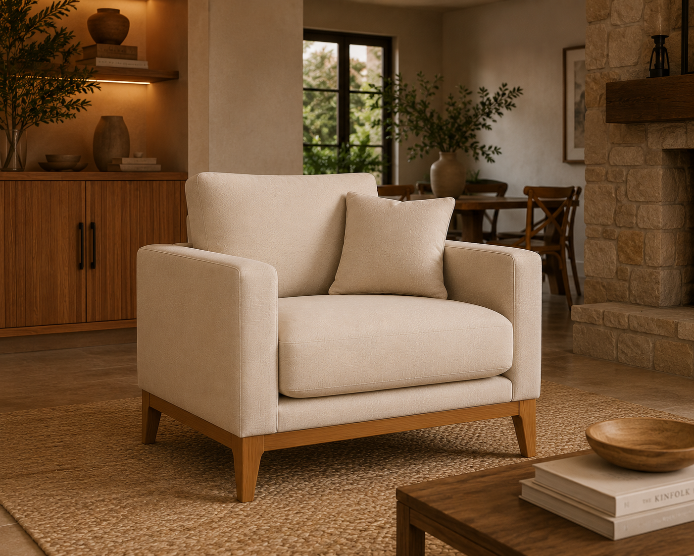Poltrona Oslo en Tela Premium | Sillón Moderno y Elegante | Tapiz y Madera - Imagen 2