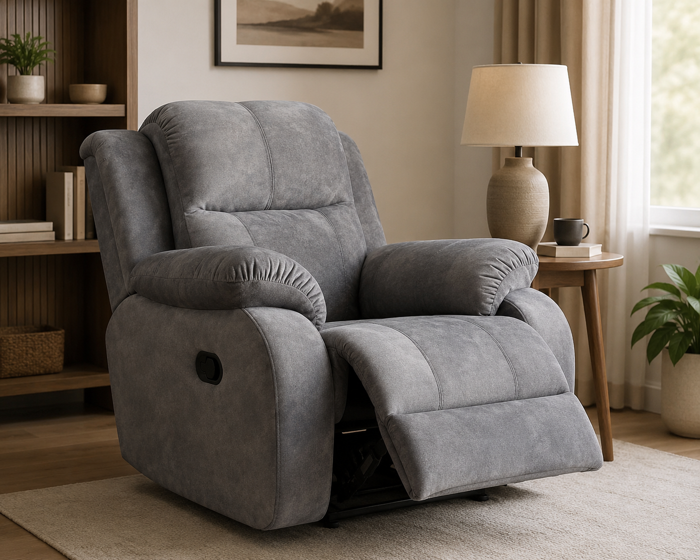 Sillón Reclinable Comfort Plus con Sistema de Guaya | Confort y Descanso | Tapiz y Madera - Imagen 2